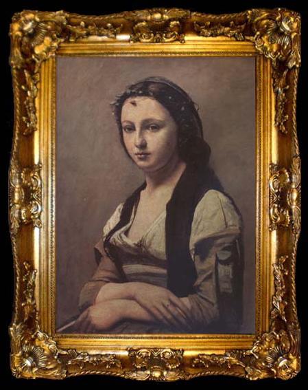 framed  Jean Baptiste Camille  Corot La femme a la perle (mk11), ta009-2